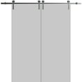 thumbnail image 1 of Sturdy Double Barn Door 72 x 96 inches | Planum 0010 Matte Grey | Stainless Steel 13FT Rail Hangers Heavy Set | Solid Panel Interior Doors, 1 of 6