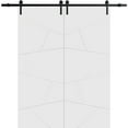 thumbnail image 1 of Sturdy Double Barn Door 84 x 84 inches | Planum 0990 Painted White | 14FT Rail Hangers Heavy Set | Solid Panel Interior Doors, 1 of 6
