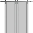 thumbnail image 1 of Sturdy Double Barn Door 84 x 96 inches with | Planum 0016 Grey Matte with Frosted Glass | Stainless Steel 14FT Rail Hangers Heavy Set | Solid Panel Interior Doors, 1 of 6