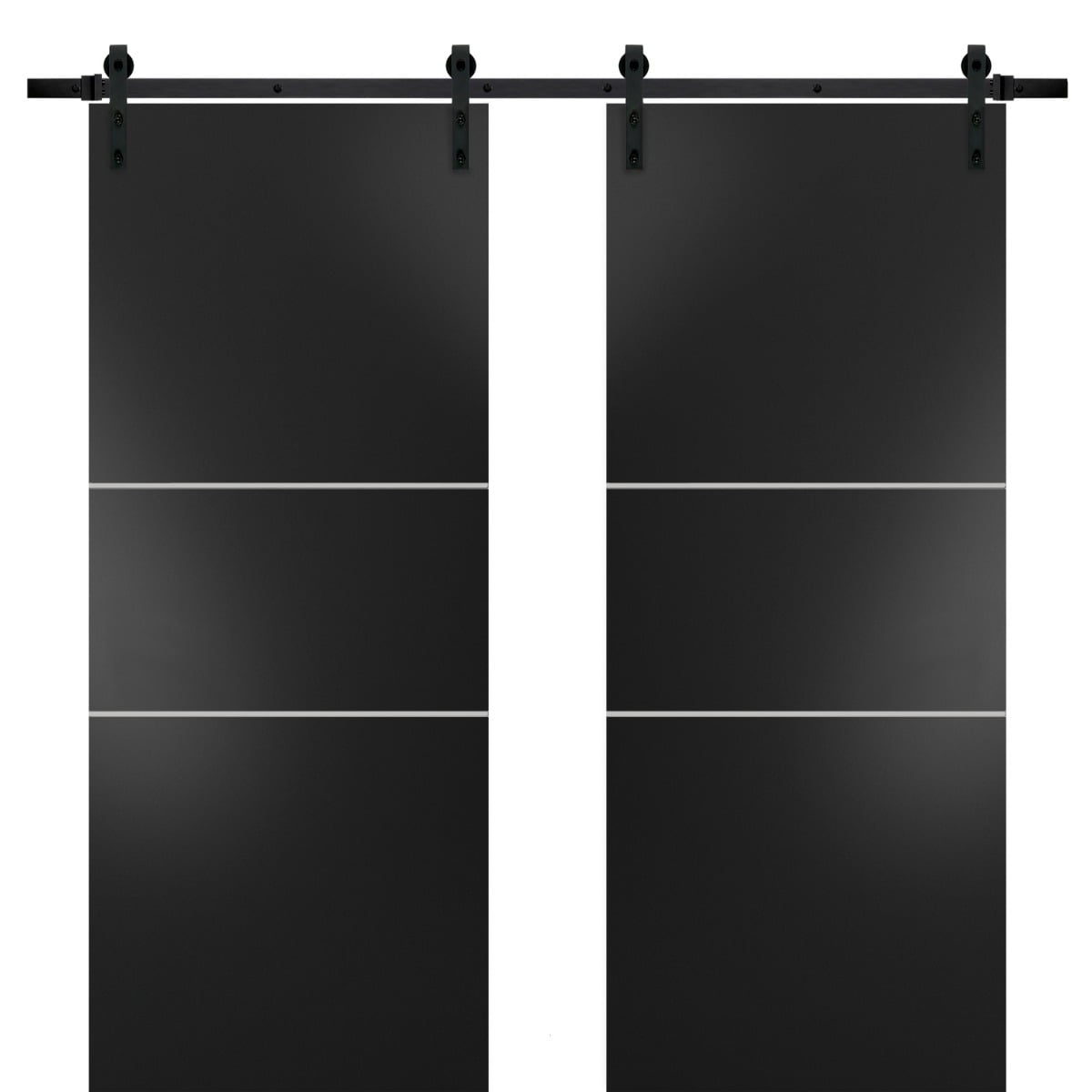 Sturdy Double Barn Door 84 x 96 inches with Planum 0110 Matte Black
