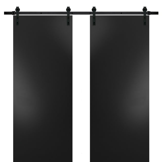 Sturdy Double Barn Door with Hardware Planum 0010 Black Matte 13FT