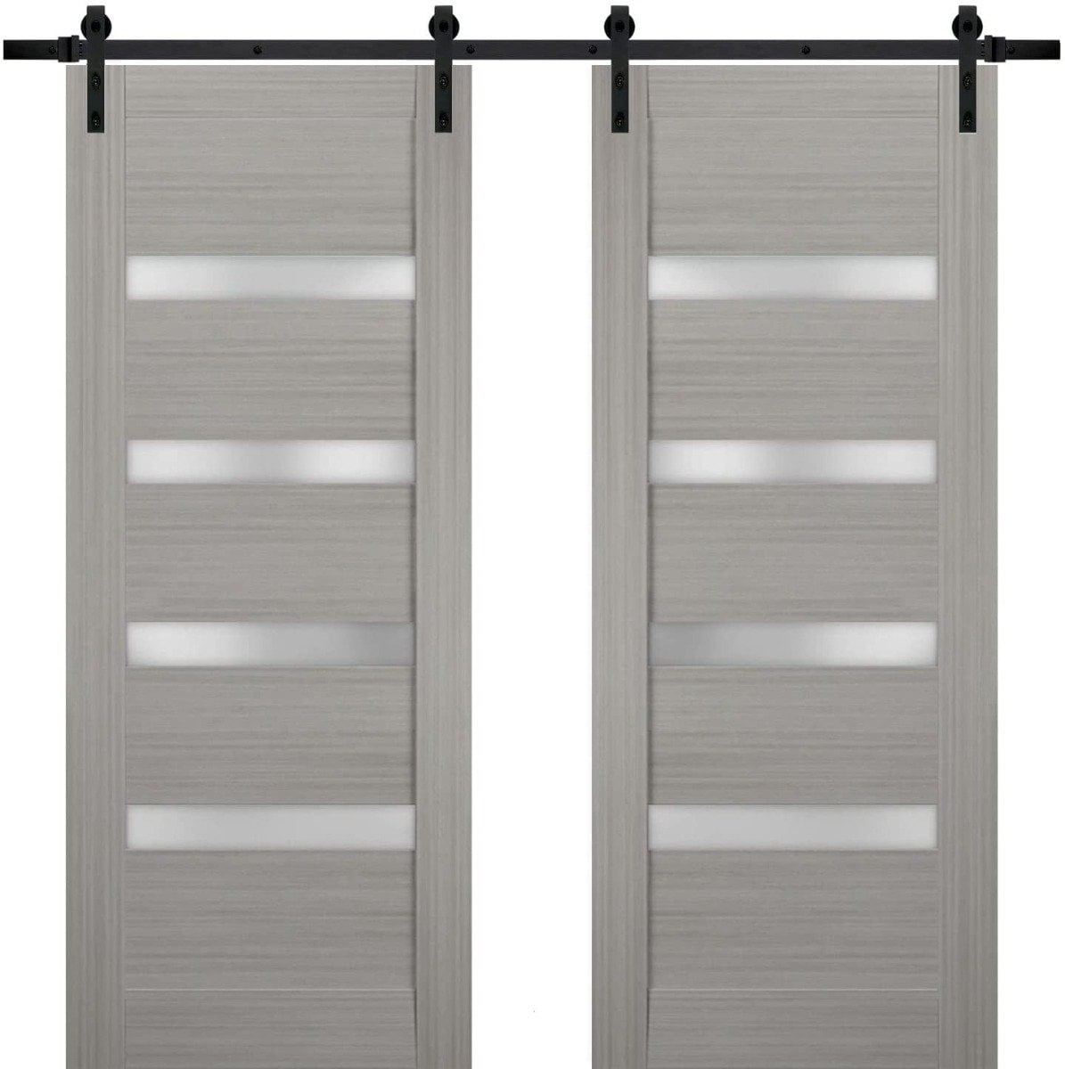 Doors Ffe Sturdy Double Barn Door with | Quadro 4113 Grey Ash with Frosted Glass ...