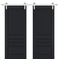 thumbnail image 1 of Sturdy Double Barn Door | Veregio 7411 Antracite | 13FT Rail Hangers Heavy Set | Solid Panel Interior Doors-60" x 84" (2* 30x84)-Silver Rail, 1 of 6