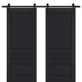 thumbnail image 1 of Sturdy Double Barn Door | Veregio 7411 Antracite | 13FT Rail Hangers Heavy Set | Solid Panel Interior Doors-72" x 96" (2* 36x96)-Black Rail, 1 of 6