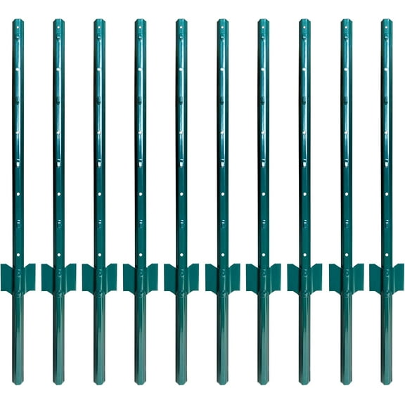 Sturdy Duty Metal Fence Posts 3 Feet,Pack of 10, 3-4-5-6-7 Feet No Digging Garden U Post for Wire Fencing Steel Fencing Poles for Yard, Outdoor