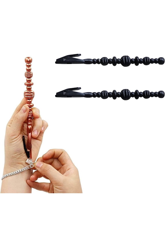 Sturdy Easy Bracelet Wearing Tool, 2PCS Easy-to-Use Bracelet Tool Jewelry Helper, Bracelet Clasp Auxiliary Clip Partner, Made of Metal Helps Prevent Wrist Strain (2Pcs Black)