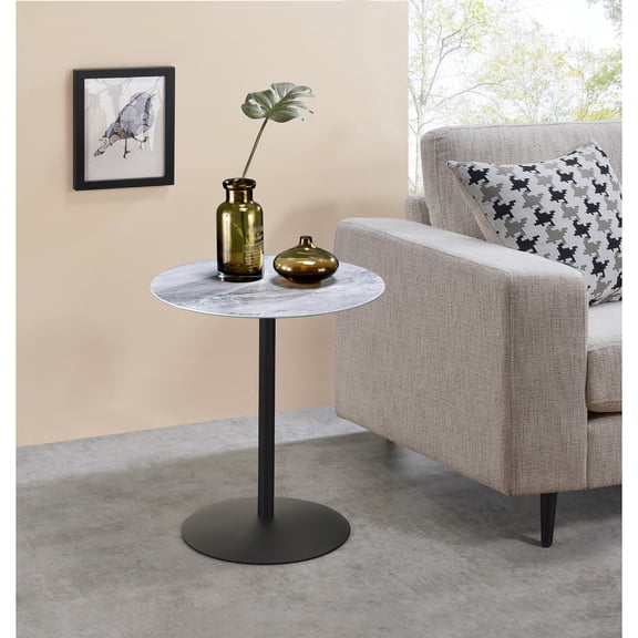 Sturdy End Table with Gray Marble / In Library or Study / 3D Printed and Space - Saving