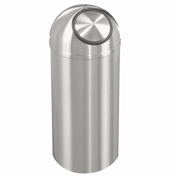 Sturdy Essentials 16 Gallon Satin Aluminum Waste Receptacle | Heavy-Duty Commercial Trash Bin | Rust & Tarnish Resistant | Durable Indoor Waste Container | (Dome Top, Self-Closing Lid)