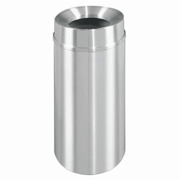 Sturdy Essentials 16 Gallon Satin Aluminum Waste Receptacle | Heavy-Duty Commercial Trash Bin | Rust & Tarnish Resistant | Durable Indoor Waste Container | (Funnel Top)
