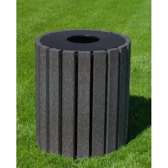 Sturdy Essentials 33 Gallon Outdoor Trash Receptacle  Durable, Weatherproof, UV-Protected Waste Bin with Rigid Liner  Heavy-Duty Commercial Trash Can for Parks, Offices & Public Spaces - Charcoal