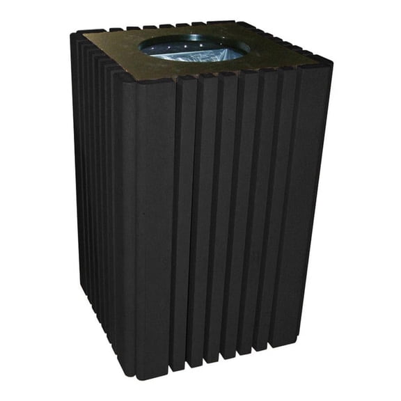 Sturdy Essentials 40 Gallon Black Outdoor Trash Can Recepticle made of 100% Recycled Eco-Friendly Plastic Wood for Parks, Schools, and all Commercial Purposes - Made in the USA
