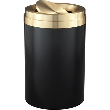 Sturdy Essentials 41 Gallon WasteMaster Value Trash Receptacle | Heavy-Duty Brass & Aluminum | Rust & Tarnish Resistant | Durable for Commercial & Residential Use – (Black & Gold, Tip Action Lid)