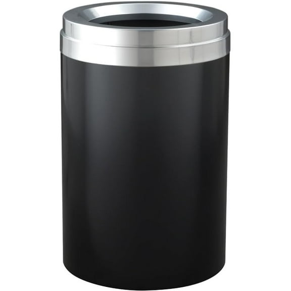 Sturdy Essentials 41 Gallon WasteMaster Value Trash Receptacle | Heavy-Duty Brass & Aluminum | Rust & Tarnish Resistant | Durable for Commercial & Residential Use (Black & Silver, Funnel Lid)
