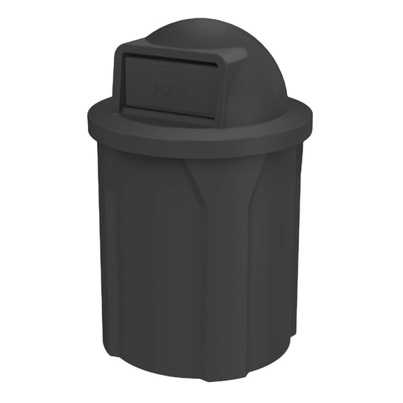 Sturdy Essentials 42 Gallon Circle 100% Recycled Plastic Heavy Duty Outdoor Commercial Trash Can with Push Open Dome Lid and Internal Liner Great for Schools and Businesses - Black