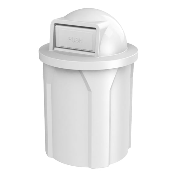 Sturdy Essentials 42 Gallon Circle 100% Recycled Plastic Heavy Duty Outdoor Commercial Trash Can with Push Open Dome Lid and Internal Liner Great for Schools and Businesses - White