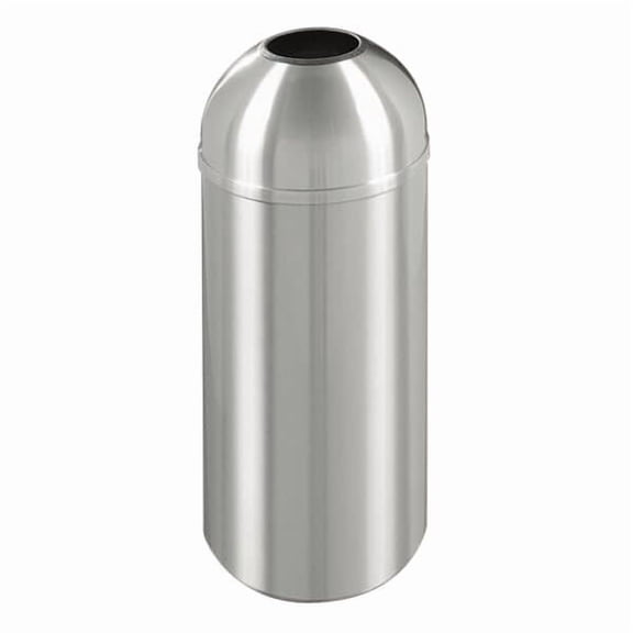 Sturdy Essentials 8 Gallon Satin Aluminum Waste Receptacle | Heavy-Duty Commercial Trash Bin | Rust & Tarnish Resistant | Durable Indoor Waste Container | (Open Dome Top)