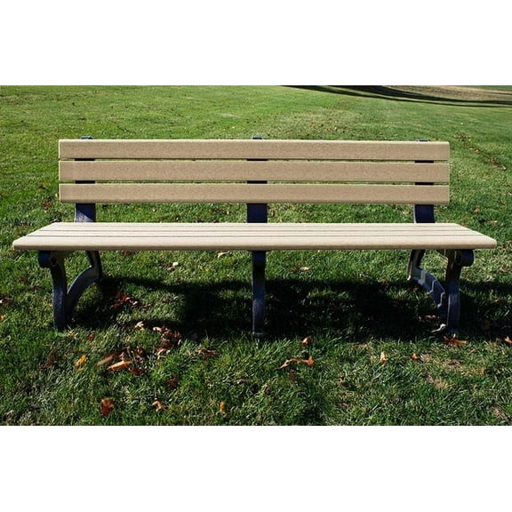 Sturdy Essentials Aspen 4 Foot Park Bench in Cedar Wood - Durable 100% Recycled Wood Poly, Weather-Resistant, Comfortable Outdoor Seating for Parks, Compact 4 - Ft Size, Gardens & Patios - Sand