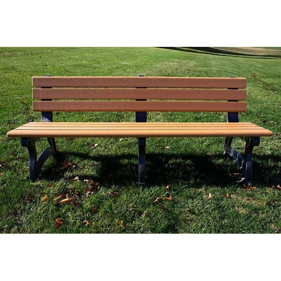 Sturdy Essentials Aspen 6 Foot Park Bench in Cedar Wood - Durable 100% Recycled Wood Poly, Weather-Resistant, Comfortable Outdoor Seating for Parks, Compact 6 - Ft Size, Gardens & Patios - Cedar