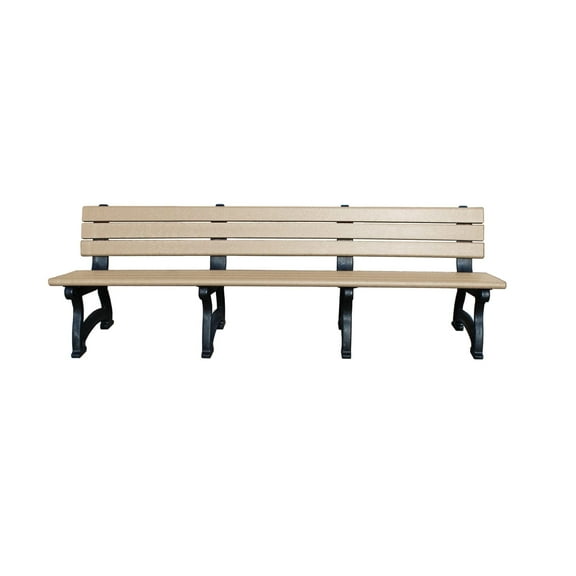 Sturdy Essentials Aspen 8 Foot Park Bench in Cedar Wood - Durable 100% Recycled Wood Poly, Weather-Resistant, Comfortable Outdoor Seating for Parks, Compact 8 - Ft Size, Gardens & Patios - Sand