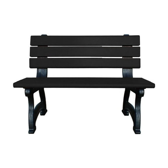 Sturdy Essentials Cambridge 4 Foot Outdoor Park Bench – 100% Recycled Plastic Wood Outdoor Bench with Cast-Iron Frame – Durable, Weather-Resistant, Outdoor Seating for Parks & Gardens - Black