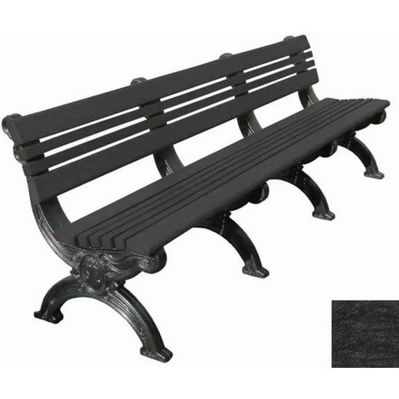 Sturdy Essentials Cambridge 8 Foot Outdoor Park Bench – 100% Recycled Plastic Wood Outdoor Bench with Cast-Iron Frame – Durable, Weather-Resistant, Outdoor Seating for Parks & Gardens - Black