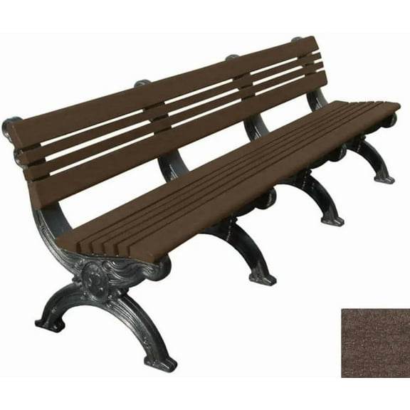 Sturdy Essentials Cambridge 8 Foot Outdoor Park Bench – 100% Recycled Plastic Wood Outdoor Bench with Cast-Iron Frame – Durable, Weather-Resistant, Outdoor Seating for Parks & Gardens - Brown