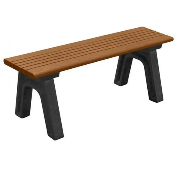Sturdy Essentials Cambridge Flat Park Bench 100% Recycled Plastic, Maintenance-Free Comfortable Seat with Rounded Edges, Perfect for Poolside, Locker Rooms, Garden & Outdoors - 4 Foot Cedar