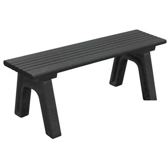 Sturdy Essentials Cambridge Flat Park Bench 100% Recycled Plastic, Maintenance-Free Comfortable Seat with Rounded Edges, Perfect for Poolside, Locker Rooms, Garden & Outdoors - 4 Foot Black