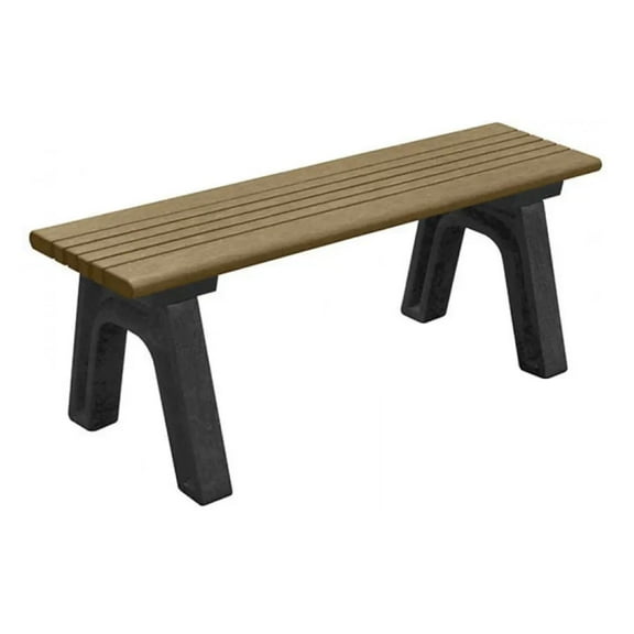 Sturdy Essentials Cambridge Flat Park Bench 100% Recycled Plastic, Maintenance-Free Comfortable Seat with Rounded Edges, Perfect for Poolside, Locker Rooms, Garden & Outdoors - 4 Foot Weathered