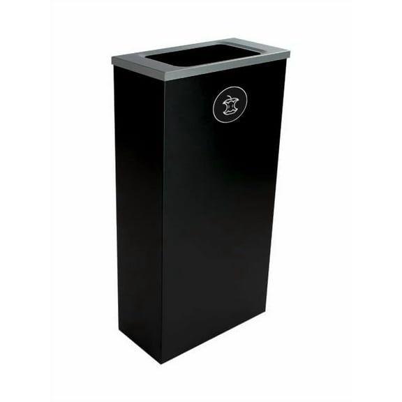 Sturdy Essentials Cube 10 Gallon Spectrum Powder Coated Steel Recylcing Bin Used for Commercial Spaces, Offices, Hotels, Apartments (Black, Full Opening - Organic Waste)