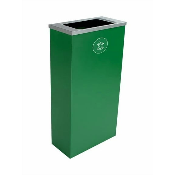 Sturdy Essentials Cube 10 Gallon Spectrum Powder Coated Steel Recylcing Bin Used for Commercial Spaces, Offices, Hotels, Apartments (Green, Full Opening - Organic Waste)