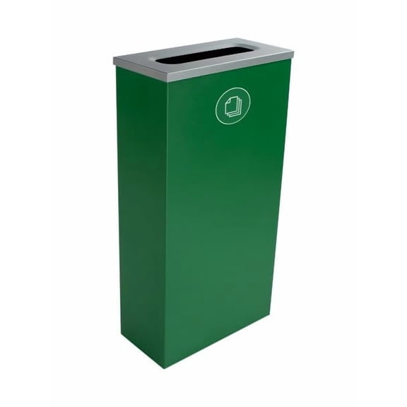 Sturdy Essentials Cube 10 Gallon Spectrum Powder Coated Steel Recylcing Bin Used for Commercial Spaces, Offices, Hotels, Apartments (Green, Slot Opening - Paper)