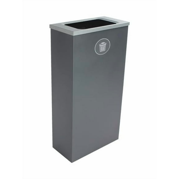 Sturdy Essentials Cube 10 Gallon Spectrum Powder Coated Steel Recylcing Bin Used for Commercial Spaces, Offices, Hotels, Apartments (Grey, Full Opening - Waste)