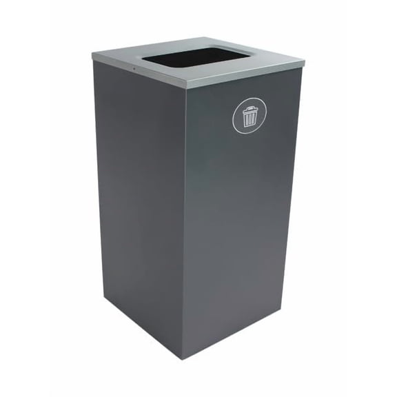Sturdy Essentials Cube 24 Gallon Spectrum Powder Coated Steel Recylcing Bin Used for Commercial Spaces, Offices, Hotels, Apartments (Grey, Full Opening - Waste)