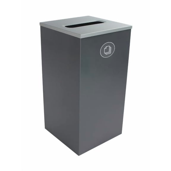 Sturdy Essentials Cube 24 Gallon Spectrum Powder Coated Steel Recylcing Bin Used for Commercial Spaces, Offices, Hotels, Apartments (Grey, Slot Opening - Paper)