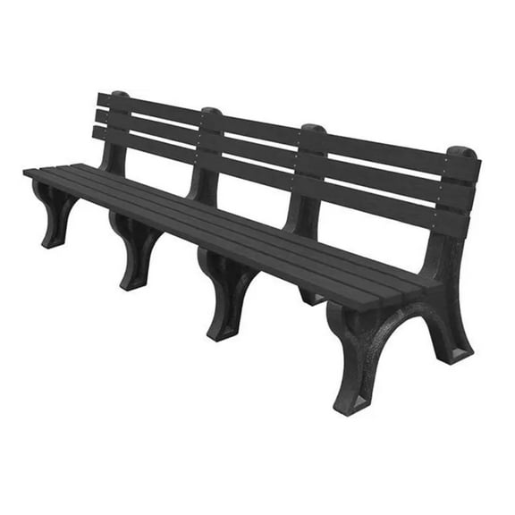 Sturdy Essentials Economizer 8 Foot Bench, Affordable, Lightweight & Eco-Friendly, 100% Recycled Plastic Weather-Resistant, Durable & Low Maintenance, Ideal for Parks, Gardens & Patios (Black)