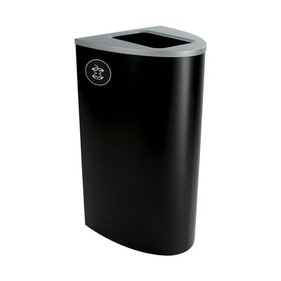 Sturdy Essentials Ellipse 22 Gallon Black Spectrum Powder Coated Steel Recylcing Bin Used for Commercial Spaces, Offices, Hotels, Apartments with Full Opening for Organic Waste
