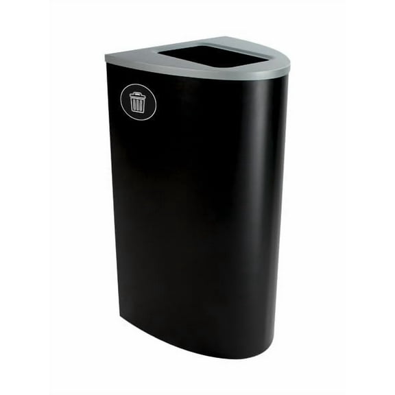 Sturdy Essentials Ellipse 22 Gallon Black Spectrum Powder Coated Steel Recylcing Bin Used for Commercial Spaces, Offices, Hotels, Apartments with Full Opening for Waste