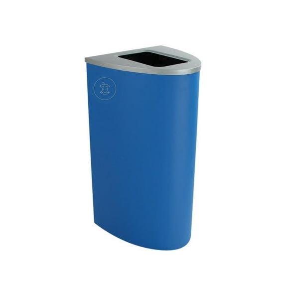 Sturdy Essentials Ellipse 22 Gallon Spectrum Powder Coated Steel Recylcing Bin Used for Commercial Spaces, Offices, Hotels, Apartments (Blue, Full Opening - Organic Waste)