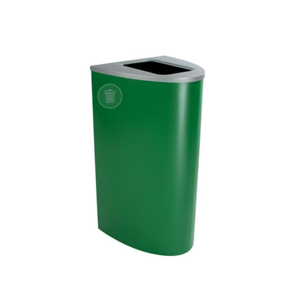 Sturdy Essentials Ellipse 22 Gallon Spectrum Powder Coated Steel Recylcing Bin Used for Commercial Spaces, Offices, Hotels, Apartments (Green, Full Opening - Waste)
