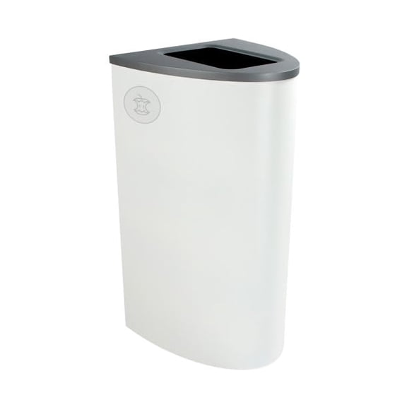 Sturdy Essentials Ellipse 22 Gallon Spectrum Powder Coated Steel Recylcing Bin Used for Commercial Spaces, Offices, Hotels, Apartments (White, Full Opening - Organic Waste)