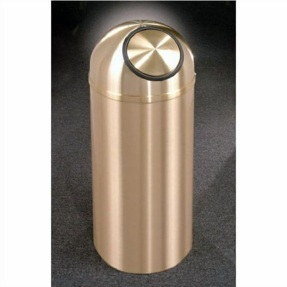 Sturdy Essentials Glaro Atlantis WasteMaster 16 Gallon Trash Receptacle | Heavy-Duty Brass & Aluminum | Rust & Tarnish Resistant | Stylish & Durable for Commercial Use - (Dome Top, Self-Closing Lid)