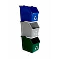 thumbnail image 1 of Sturdy Essentials Multi Recycling System with Three 6 Gallon Stackable Bins, 3 Pack, Blue/Grey/Green, 1 of 8