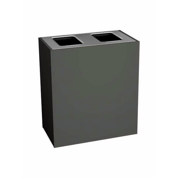 Sturdy Essentials Stratus Series Recycling and Waste Receptacle Bin Modern Style with Slate Gray Finish, Double Bin with Two Full Openings for Waste Trash and Recycling