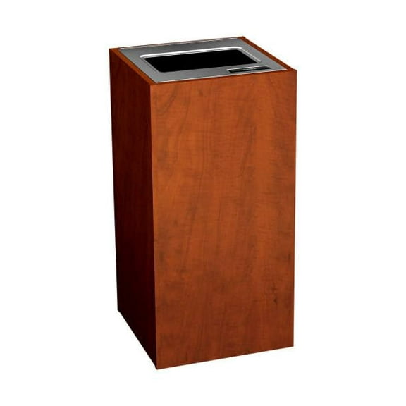 Sturdy Essentials Stratus Series Recycling and Waste Receptacle Bin Modern Style with Wood Finish, Single Bin Can Full Opening for Waste or Recycling