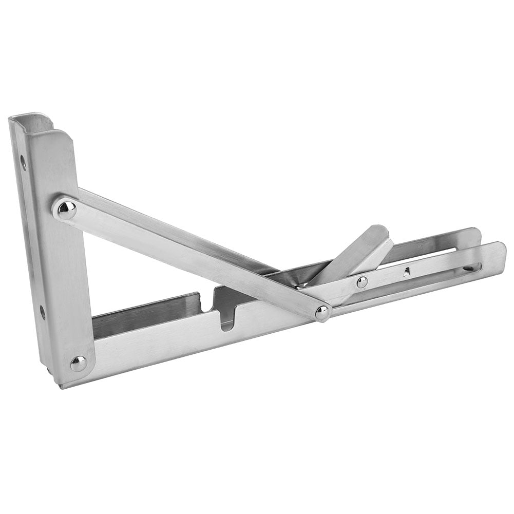 Sturdy Folding Shelf Brackets 10'' Pack Of 2 . Load 110lb Heavy Duty Stainless Steel Shelf