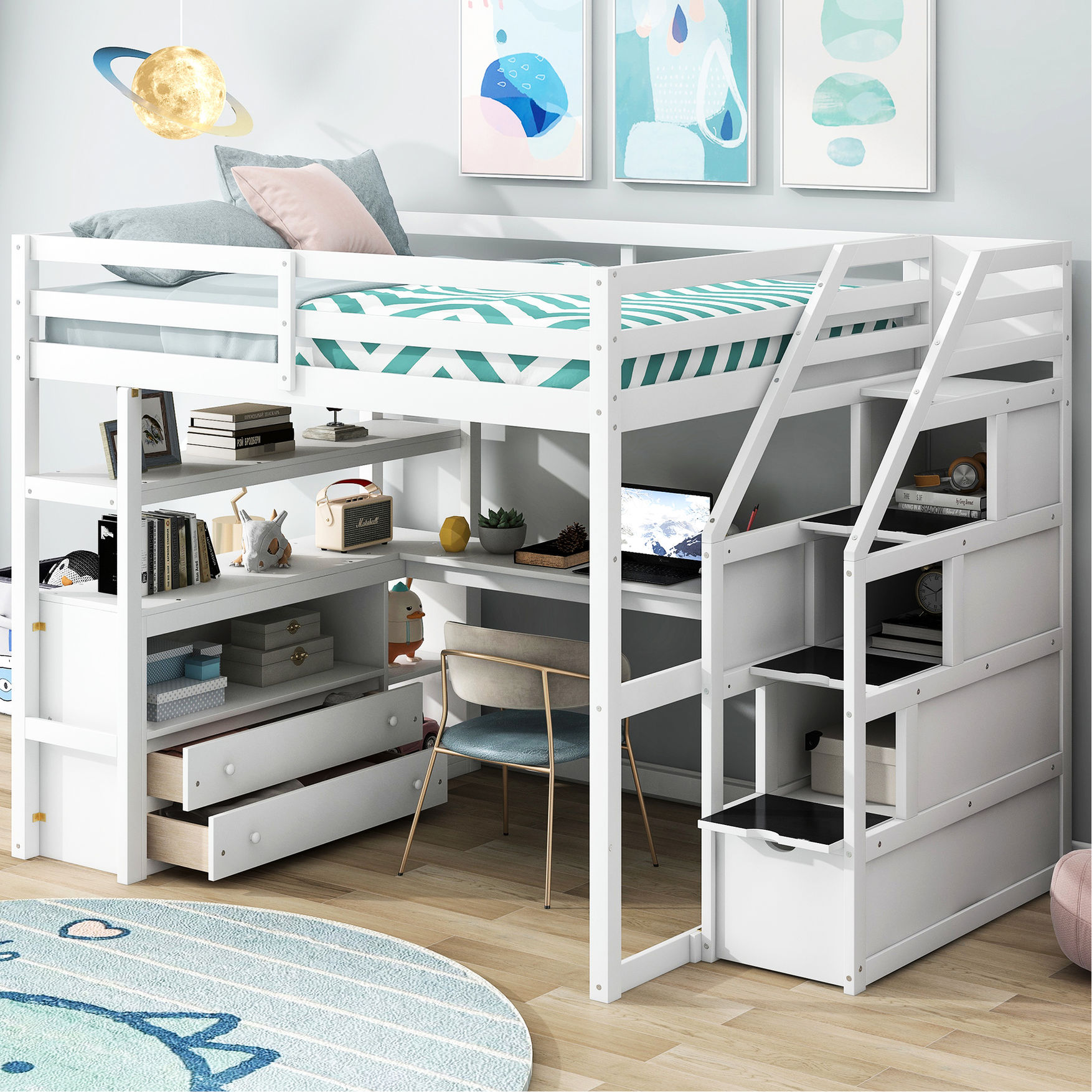 Sturdy Frame Loft Bed - High-Quality Pine Wood Construction - Walmart.com