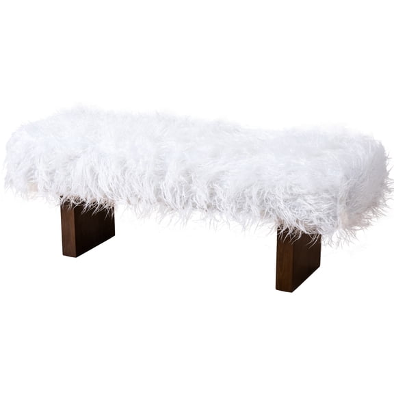 Sturdy Frame & Soft White Faux Fur - Bench for Creating a Warm Home Vibe