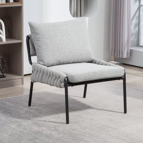 Sturdy Frame Stability / Bedroom Relaxing Spot / Soft Fabric Lounge Chair