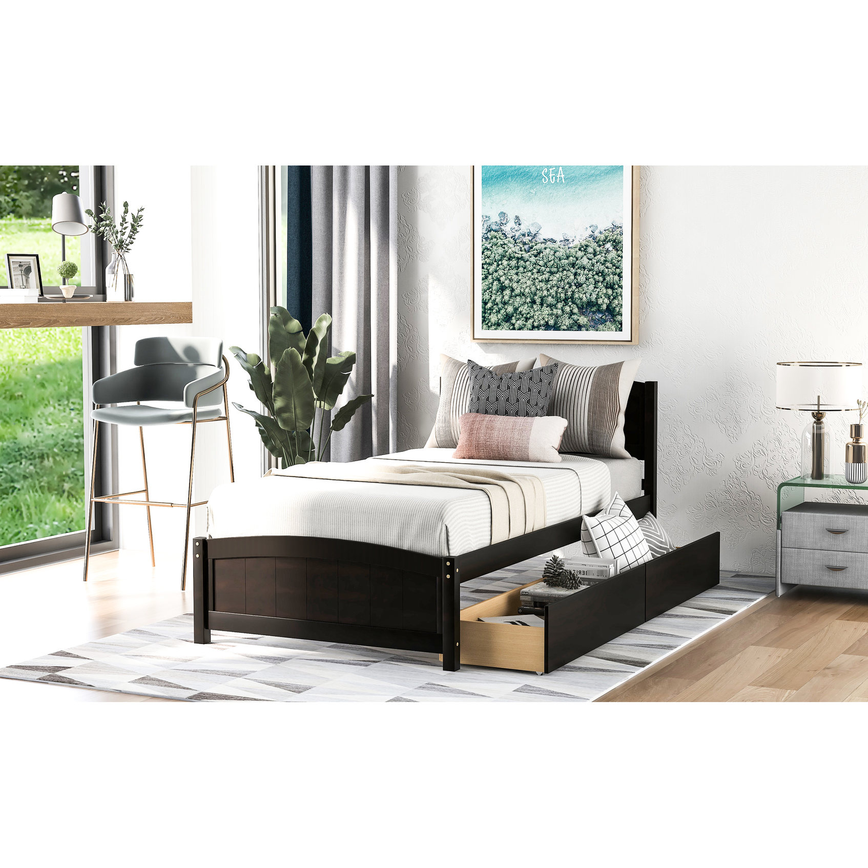 Sturdy Frame Structure - Twin Size Bed with Drawers for Stability ...